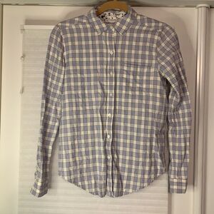 Lucky Brand Blue White Plaid Button Down Shirt Top‎ XS